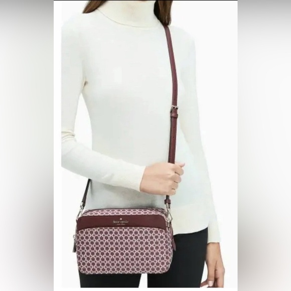 BRAND NEW: Kate Spade Burgundy, pink & cream patterned crossbody camera bag - Picture 12 of 12